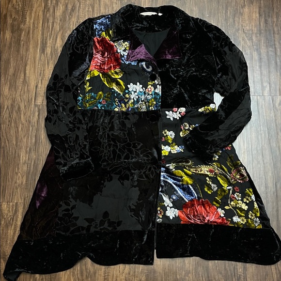 Soft Surroundings LISETTE Velvet Boho Burnout Jacket Topper Art to Wear large - Picture 3 of 13